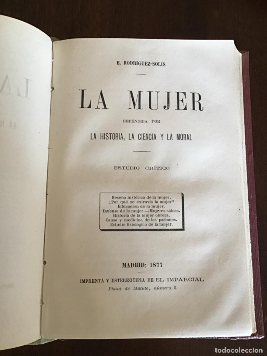 Libros antiguos: 2 libros en uno: LA MUJER, Michelet / Sol&iacute;s 1874/1877