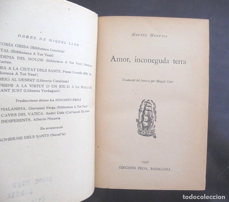 Libros antiguos: Amor, inconeguda terra Martin Maurice 1936 Badalona, Proa, Biblioteca A tot vent, 88 Miquel Llor