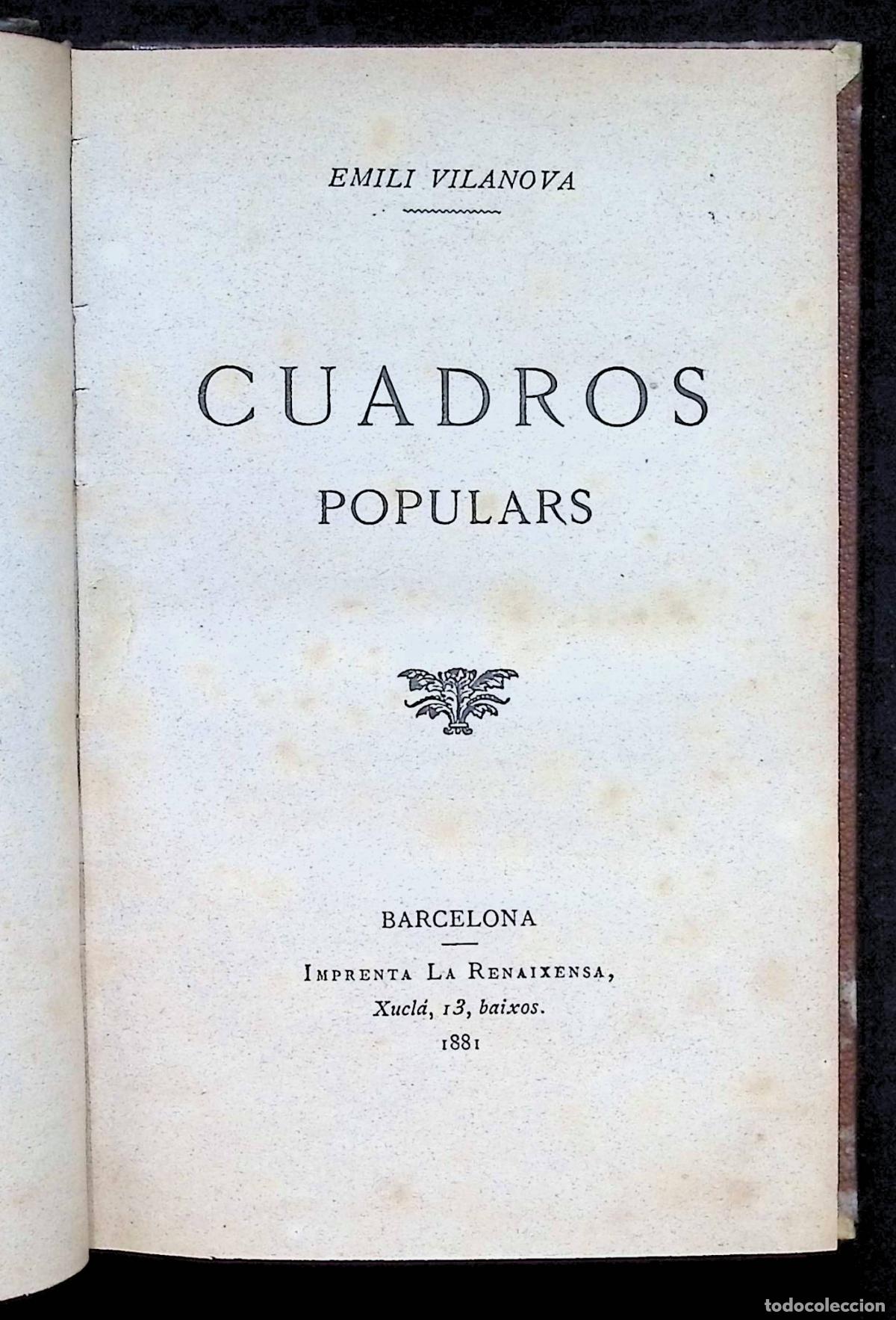 Libros antiguos: CUADROS POPULARS. - VILANOVA, Emili. 1881. - Foto 1