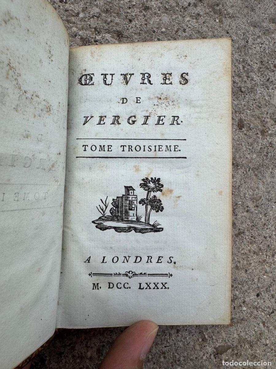 Livros antigos: Libro plena piel Obras de vergier s XVIII tomo tercero Londres 1780