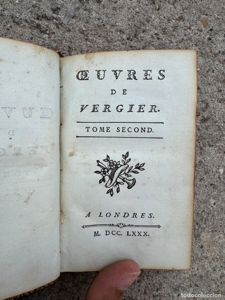 Livres anciens: Libro plena piel Obras de vergier s XVIII tomo segundo Londres 1780