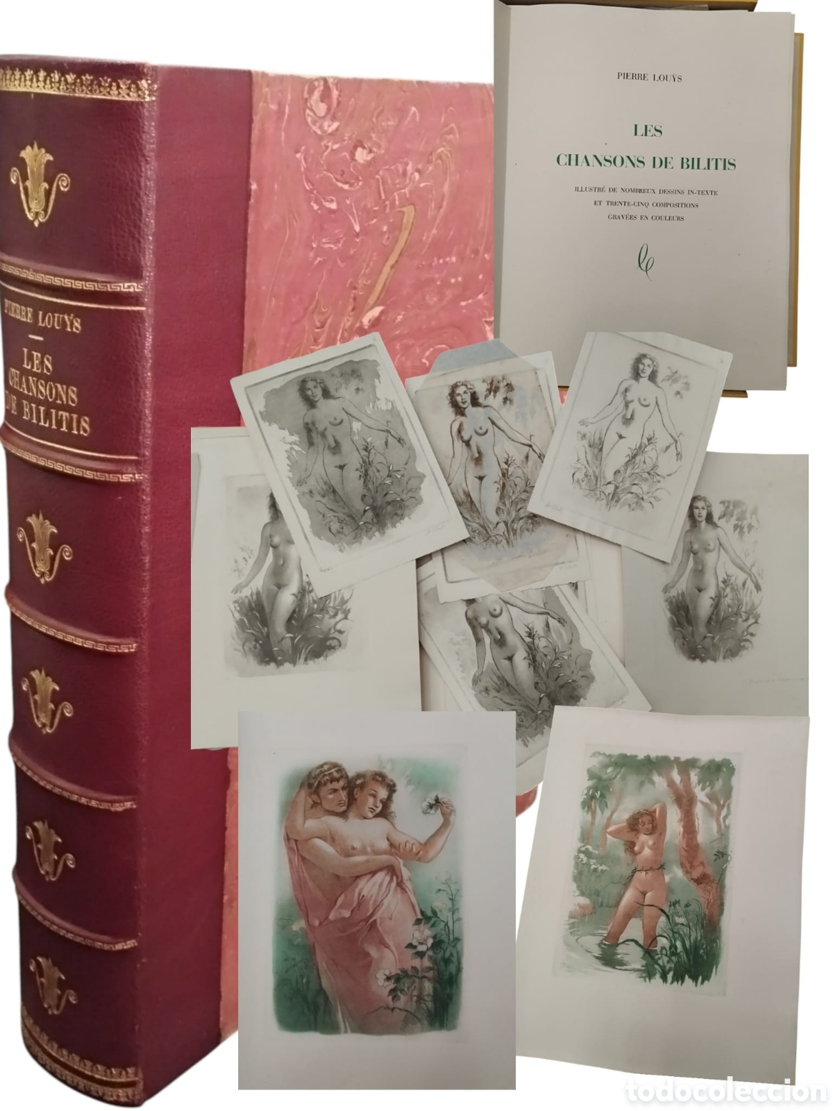 Libri antichi: PIERRE LOU&Yuml;S - LES CHANSONS DE BILITIS - 1930 - EJEMPLAR N&ordm; 1 - DIBUJO ORIGINAL Y DOSSIER DE ESTADOS