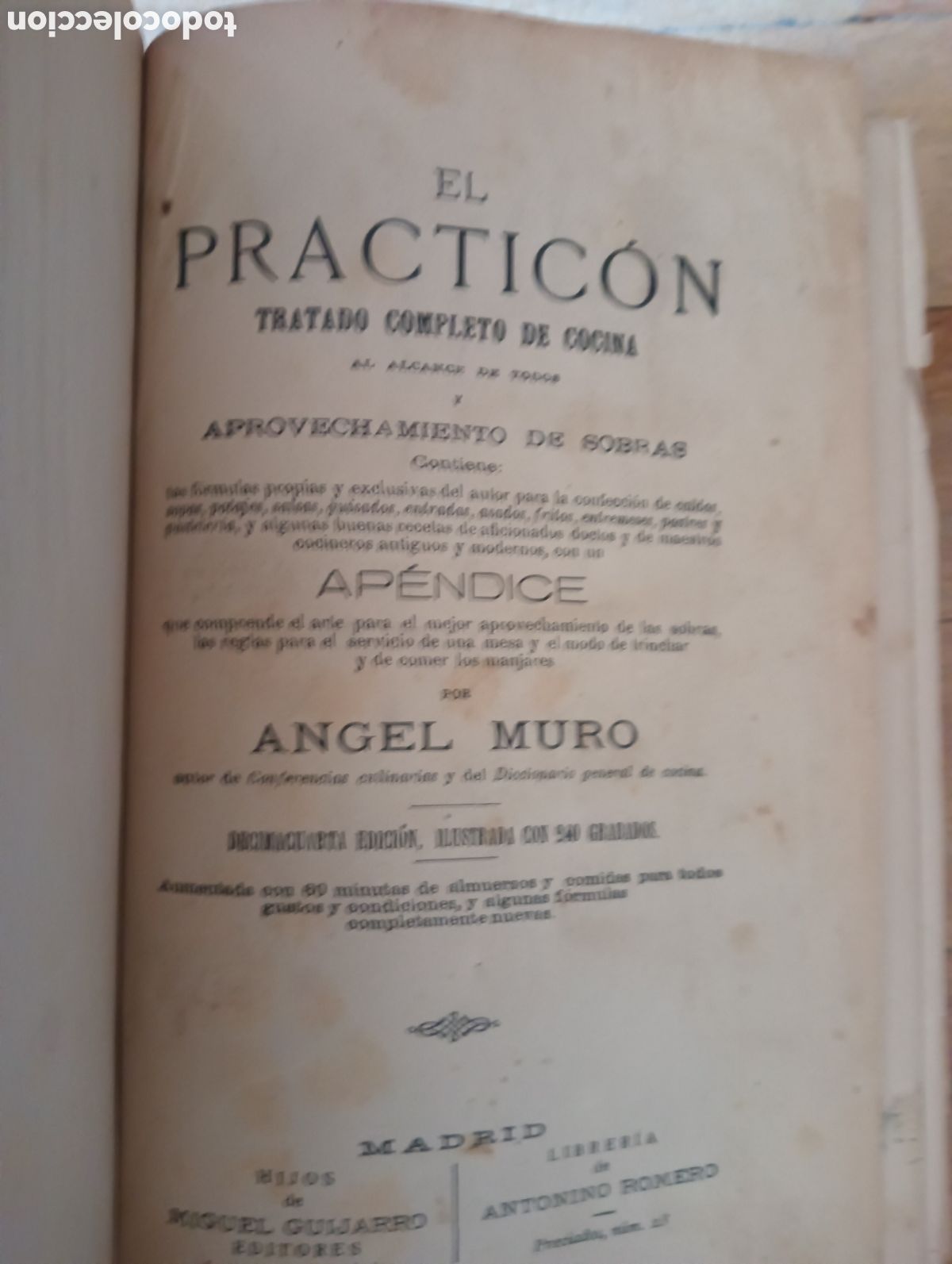 Libros antiguos: El practicon tratado completo de cocina 1899