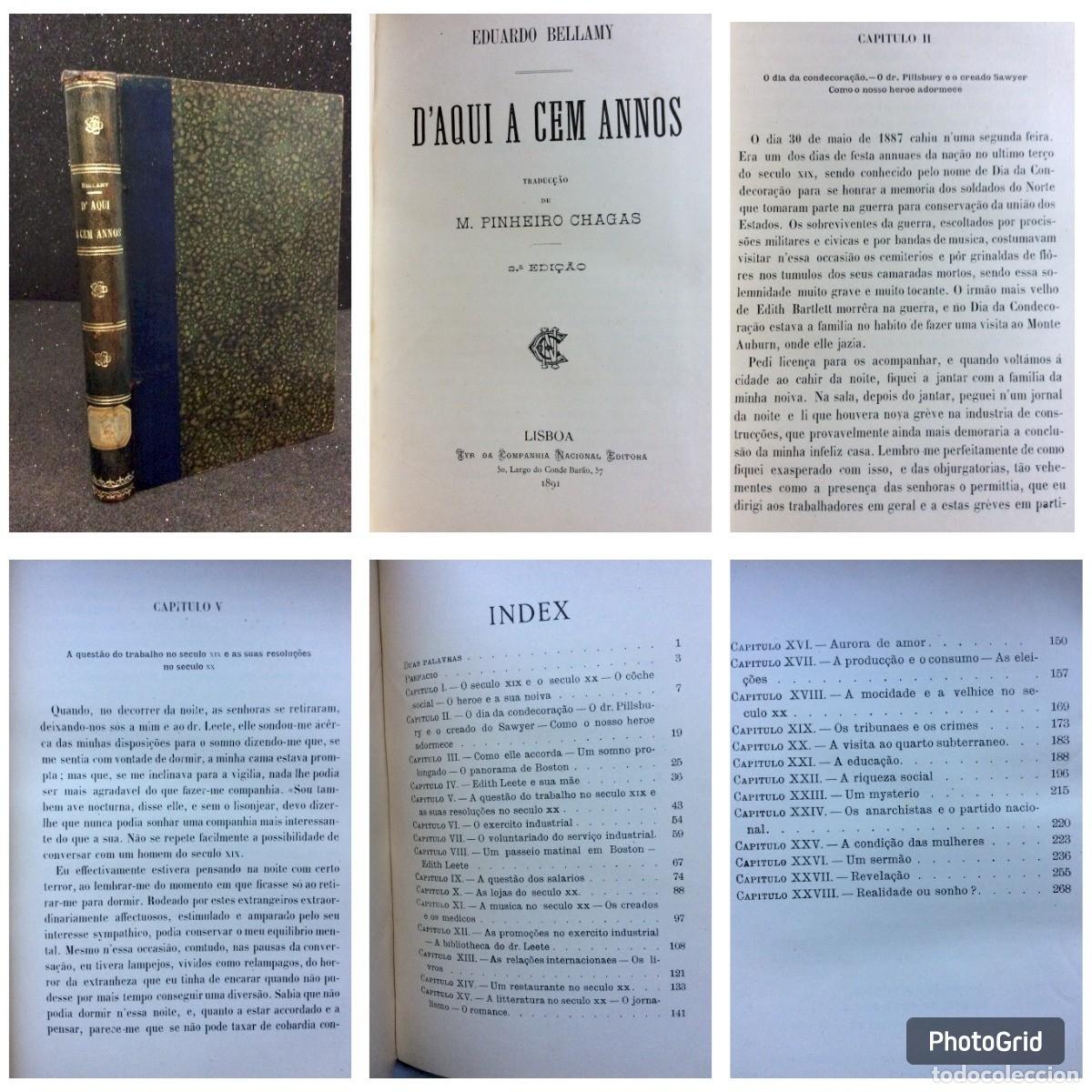 Libros antiguos: D' aqui a cem annos Eduardo Bellamy. Tradu&ccedil;&atilde;o de M. Pinheiro Chagas, 2.&ordf; edi&ccedil;&atilde;o, 1891. ENVIO GR&Aacute;TIS