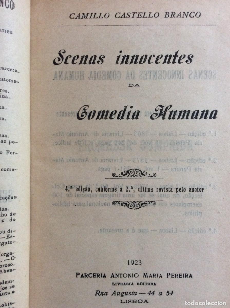 Libros antiguos: Camillo Castello Branco - Scenas innocentes da Comedia Humana, 1923. Envio gr&aacute;tis