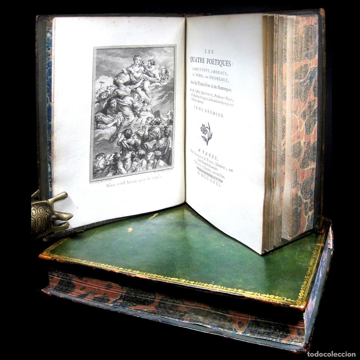 Libros antiguos: A&ntilde;o 1771 Arist&oacute;teles Primera edici&oacute;n en Grand papier La po&eacute;tica Obra completa en 2V Horacio Grabado
