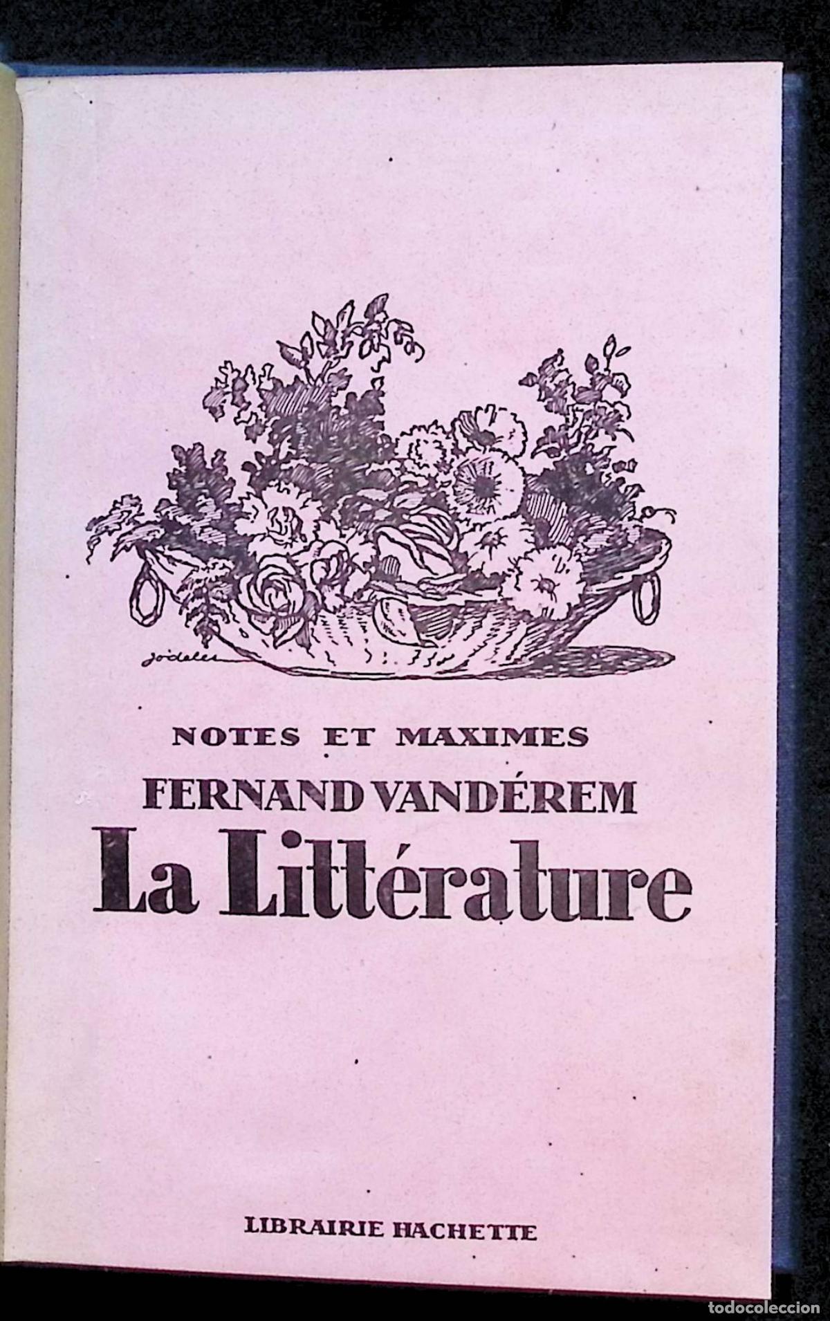 Libros antiguos: LA LITT&Eacute;RATURE. - VAND&Eacute;REM, Fernand.
