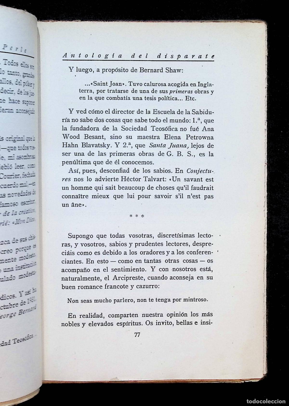 Libros antiguos: ANTOLOG&Iacute;A DEL DISPARATE. - PERLE, Pescatore di. - Foto 4