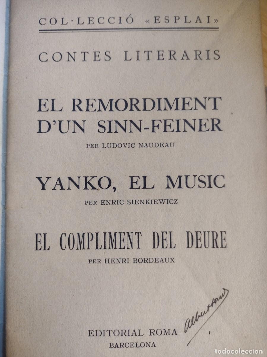 Livros antigos: Contes literaris, &rdquo;El remordiment d'un sinn-feiner&rdquo; i altres, 1932