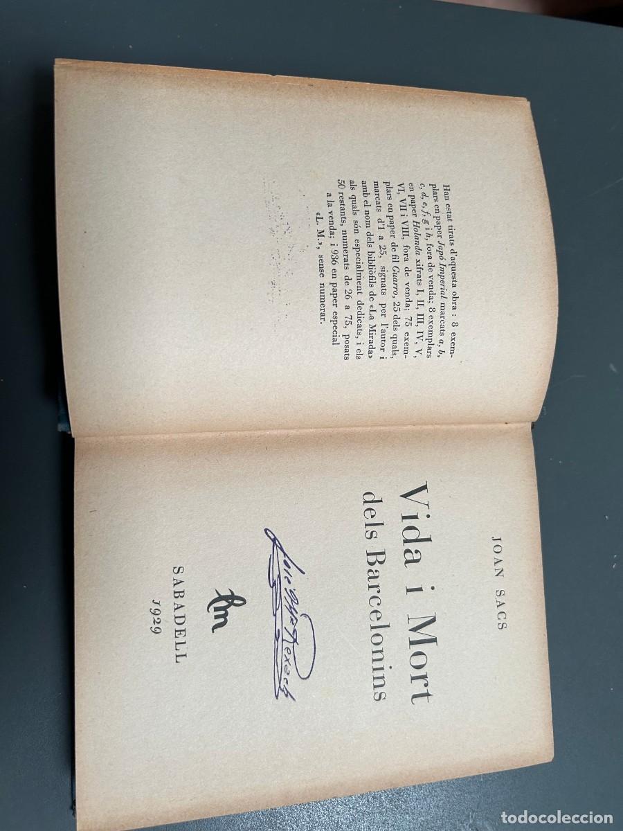 Libros antiguos: VIDA I MORT DELS BARCELONINS. JOAN SACS. FELIU ELIAS. APA. 1&ordm; EDICIO. 1929.