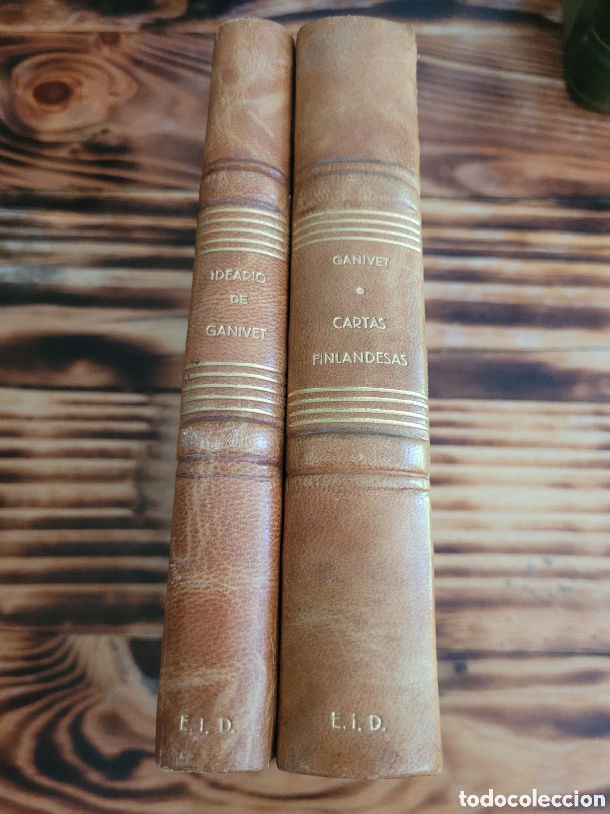 Libros antiguos: LOTE &Aacute;NGEL GANIVET &mdash; Dos vol&uacute;menes en encuadernaci&oacute;n artesanal a media piel