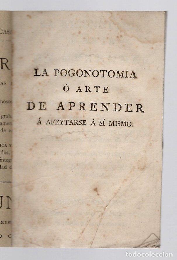 Libros antiguos: LA POGONOTOMIA O ARTE DE APRENDER A AFEYTARSE A SI MISMO. MONSIEUR DUSUEL, 1792 CURIOSIDAD