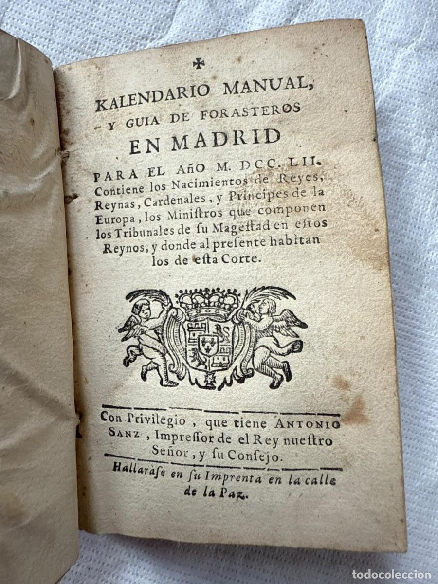 Antiquarische B&uuml;cher: KALENDARIO manual y gu&iacute;a de forasteros en Madrid para el a&ntilde;o 1752