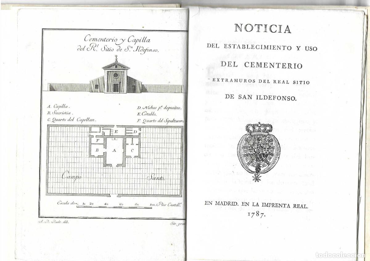 Antiquarische B&uuml;cher: La Granja Segovia. Cementerio extramuros del Real Sitio de San Ildefonso. 1787