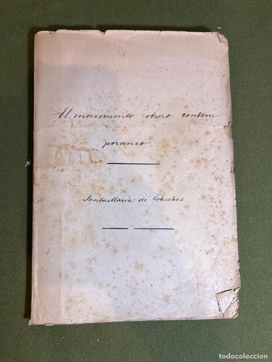 Livres anciens: El Movimiento Obrero Contempor&aacute;neo 1893 Vicente Santamar&iacute;a de Paredes Real Academia Ciencias Morales