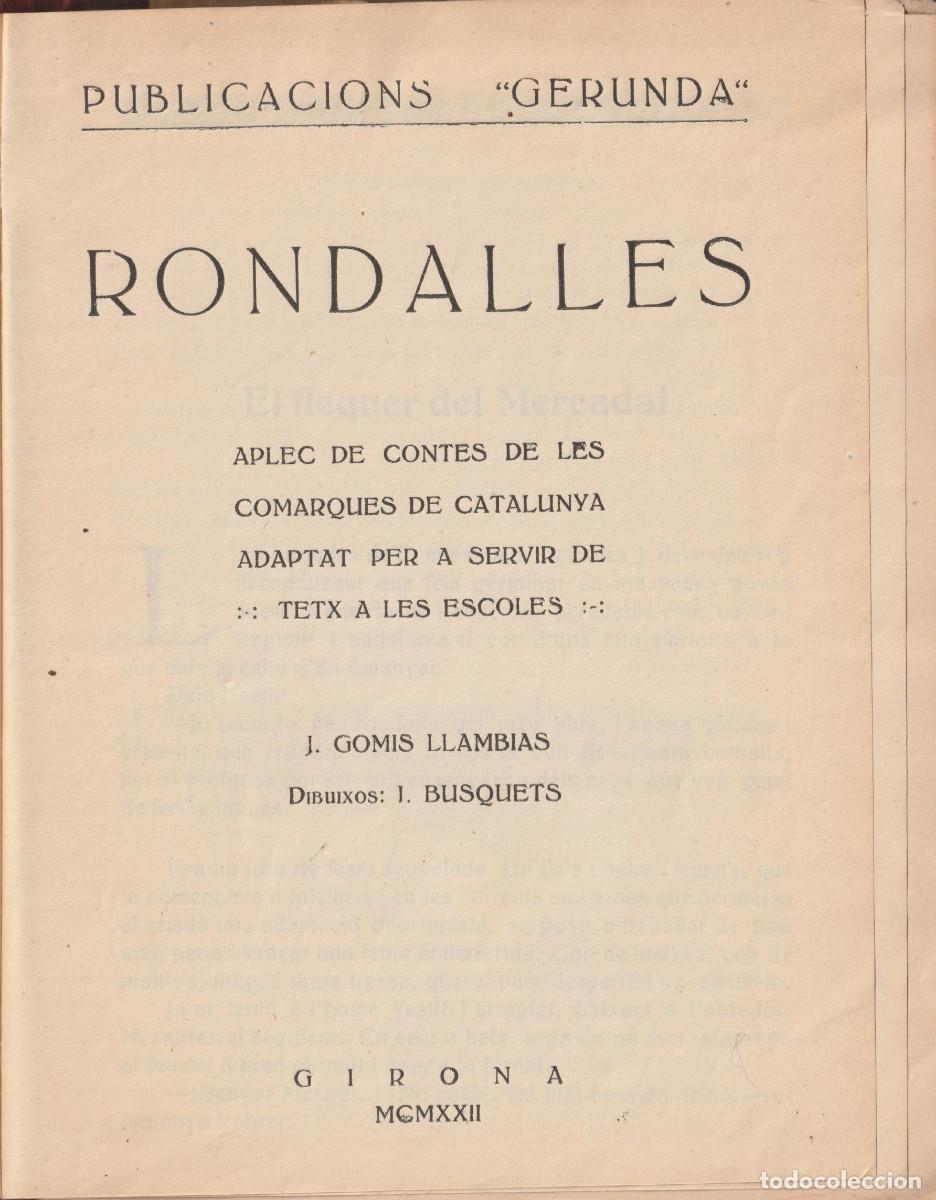 Libros antiguos: Rondalles, J. Gomis Llambias - Foto 2