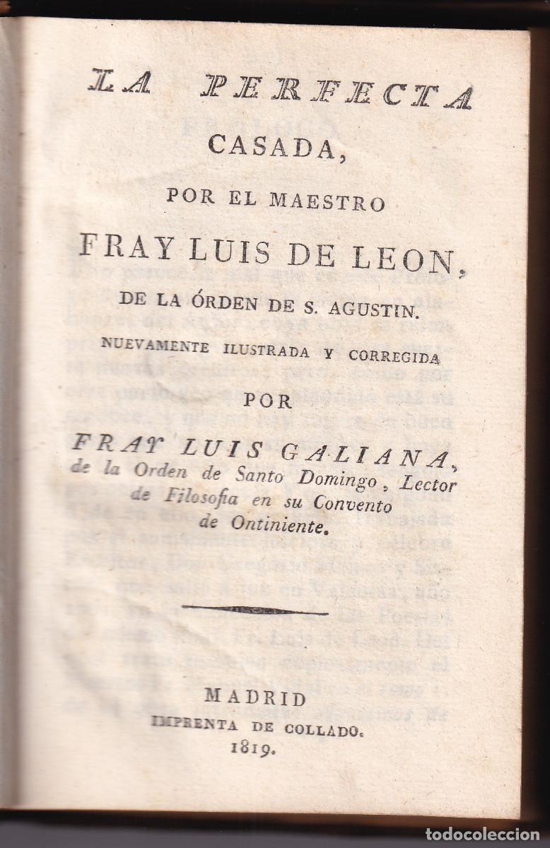 Libros antiguos: FRAY LUIS DE LE&Oacute;N: LA PERFECTA CASADA. MADRID, 1819. BONITA EDICI&Oacute;N
