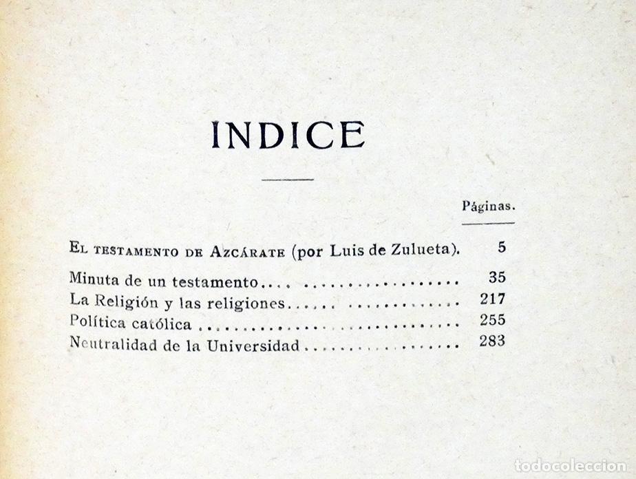 Libros antiguos: AZC&Aacute;RATE (Gumersindo de). Estudios religiosos. 1933 - Foto 2
