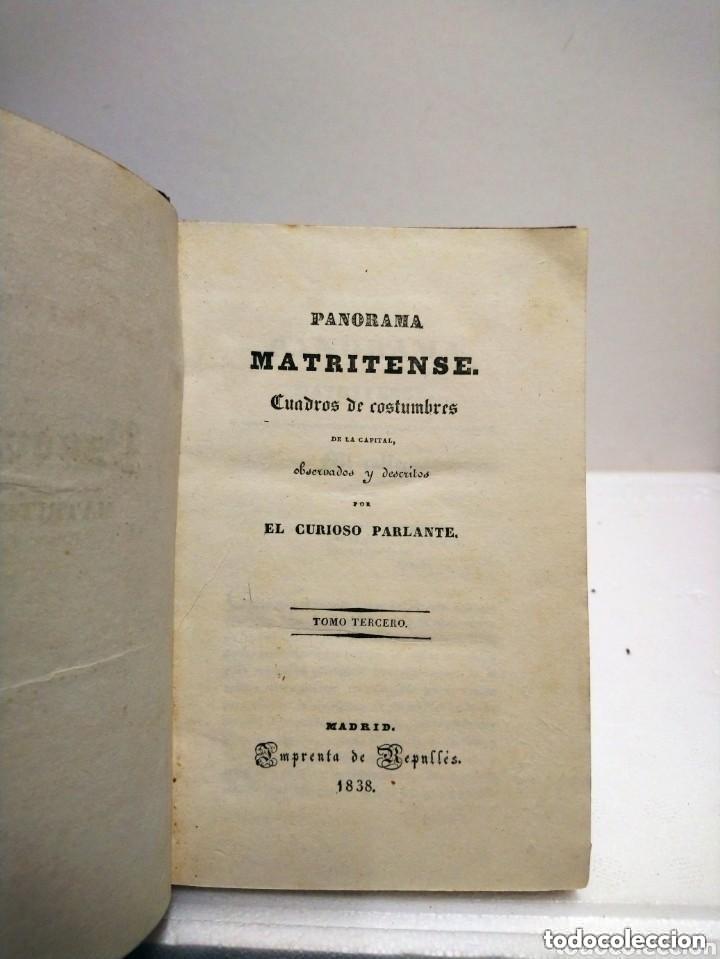 Libros antiguos: Panorama Matritense. Cuadros de costumbres de la Capital. El Curioso Parlante. Tomo III, a&ntilde;o 1838