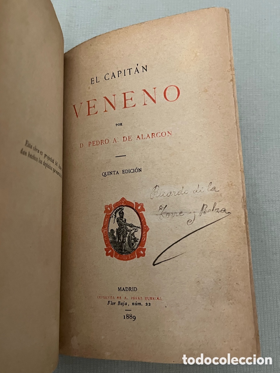 Libros antiguos: Libro de 1889 - El capit&aacute;n veneno - Pedro De Alarc&oacute;n - Foto 3