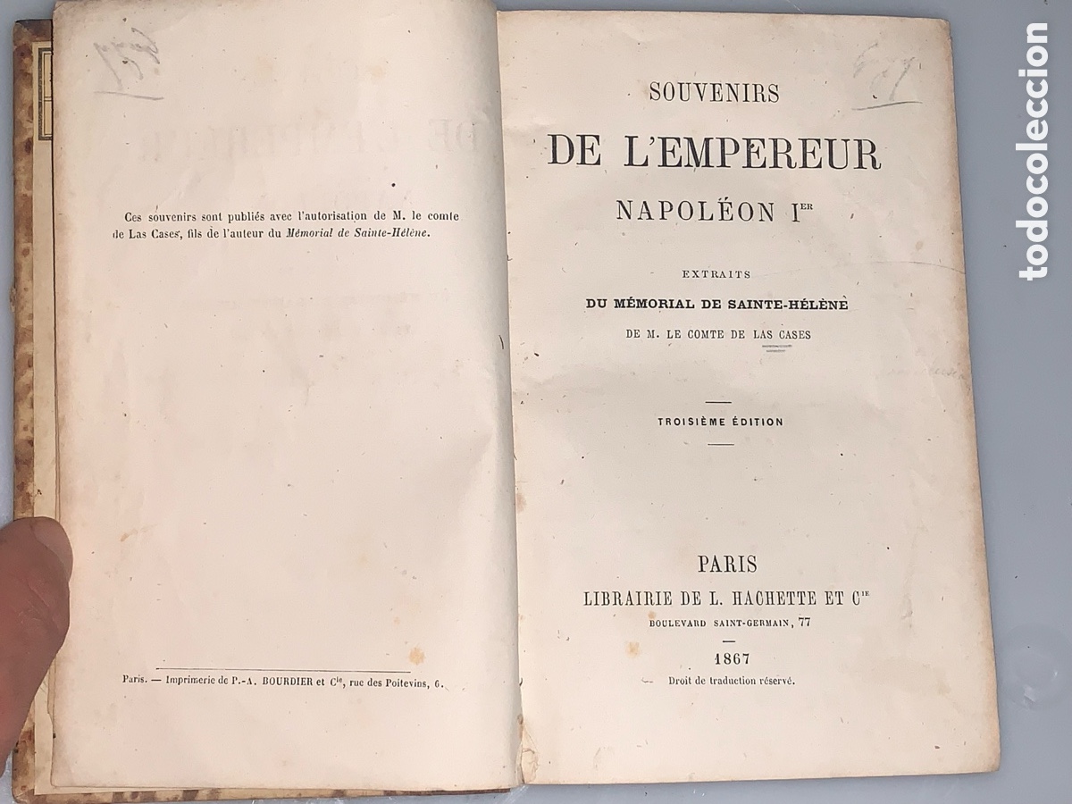 Libros antiguos: &bull;SOUVENIRS DE L&acute;EMPEREUR NAPOLEON IER. 1867 Par&iacute;s