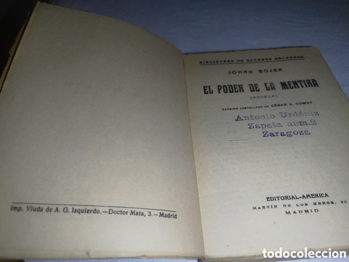 Libros antiguos: JOHAN BOJER: EL PODER DE LA MENTIRA. EDITORIAL AMERICA (S/F) PRIMERA EDICION. - Foto 3