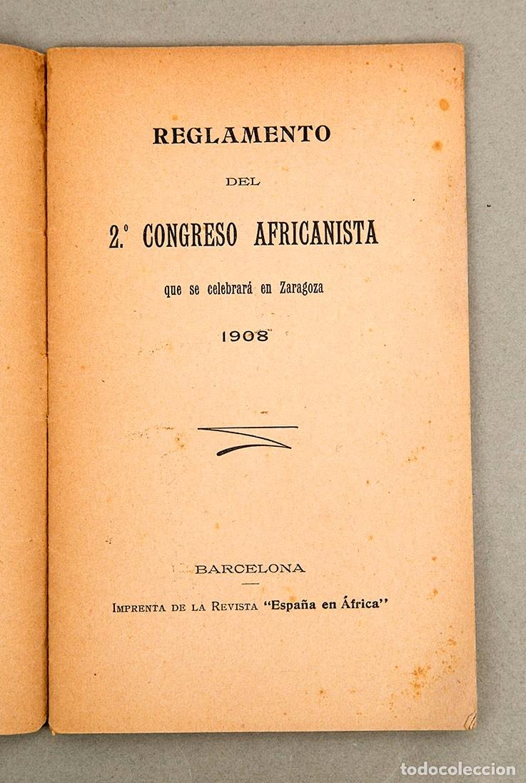 Libros antiguos: 2&ordm; CONGRESO AFRICANISTA - 1908 - REGLAMENTO - Foto 3