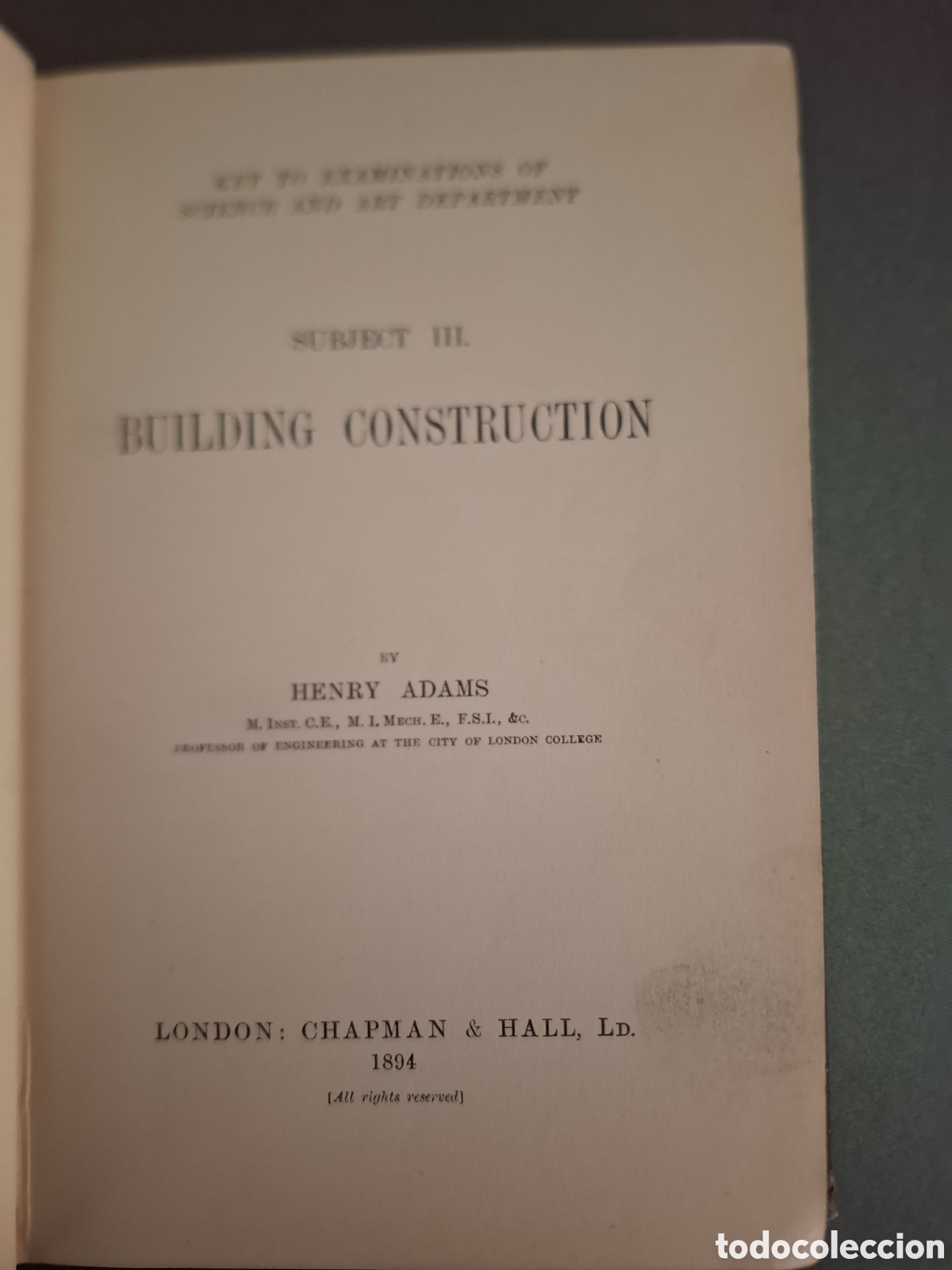 Libros antiguos: Building construction - Henry Adams -1894 - Foto 1