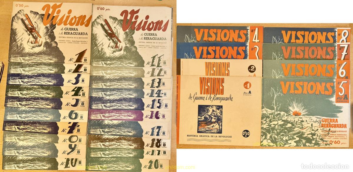 Libros antiguos: VISIONS DE GUERRA I DE RERAGUARDA SERIE A del 1 al 8 - SERIE B del 1 al 20