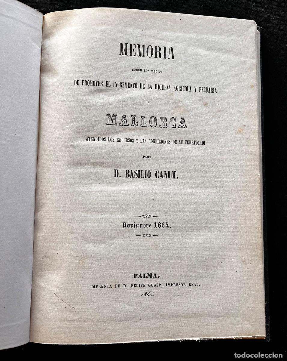Libros antiguos: MEMORIA MALLORCA PROMOVER EL INCREMENTO RIQUEZA AGRICOLA Y PECUARIA. BASILIO CANUT. 1864