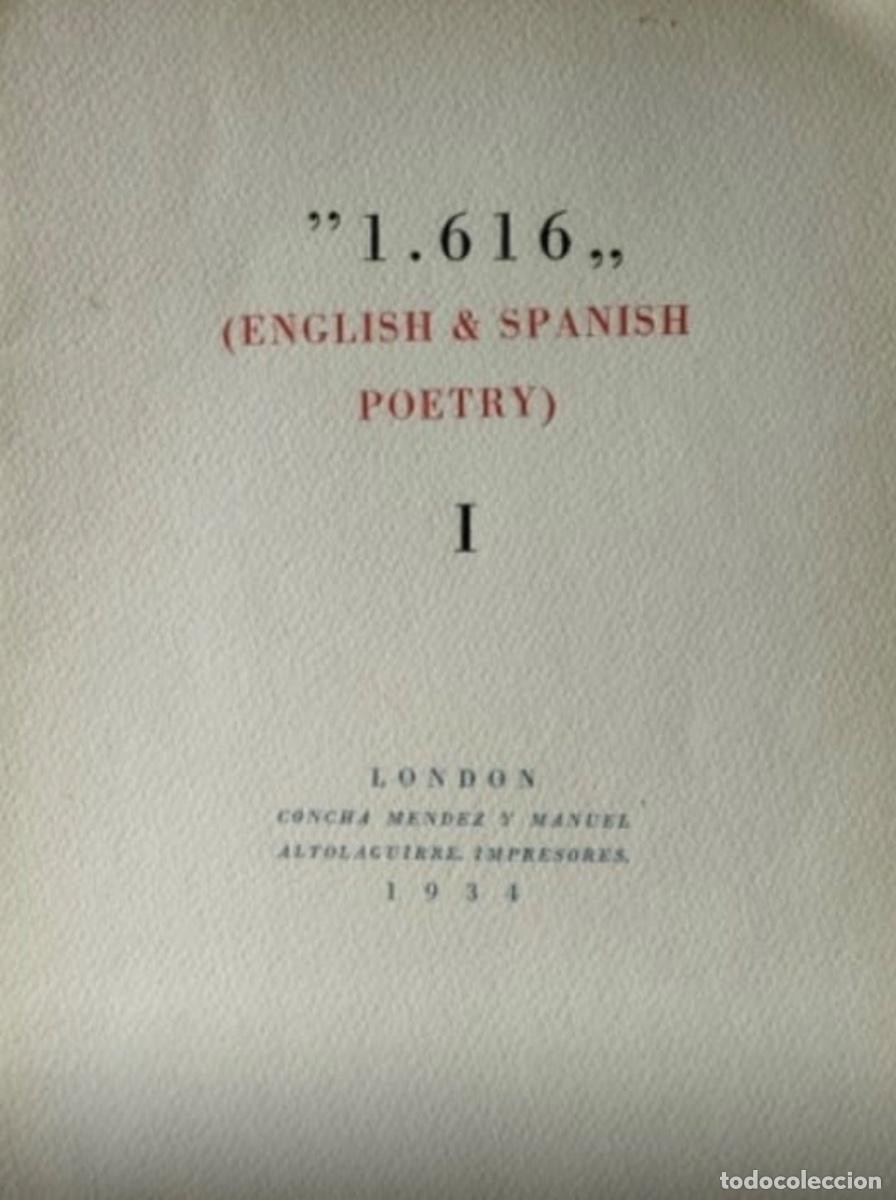 Libros antiguos: 1616 (English and Spanish Poetry). N. 1 (Londres 1934). M. Altolaguirre, C. M&eacute;ndez, F. Garc&iacute;a Lorca