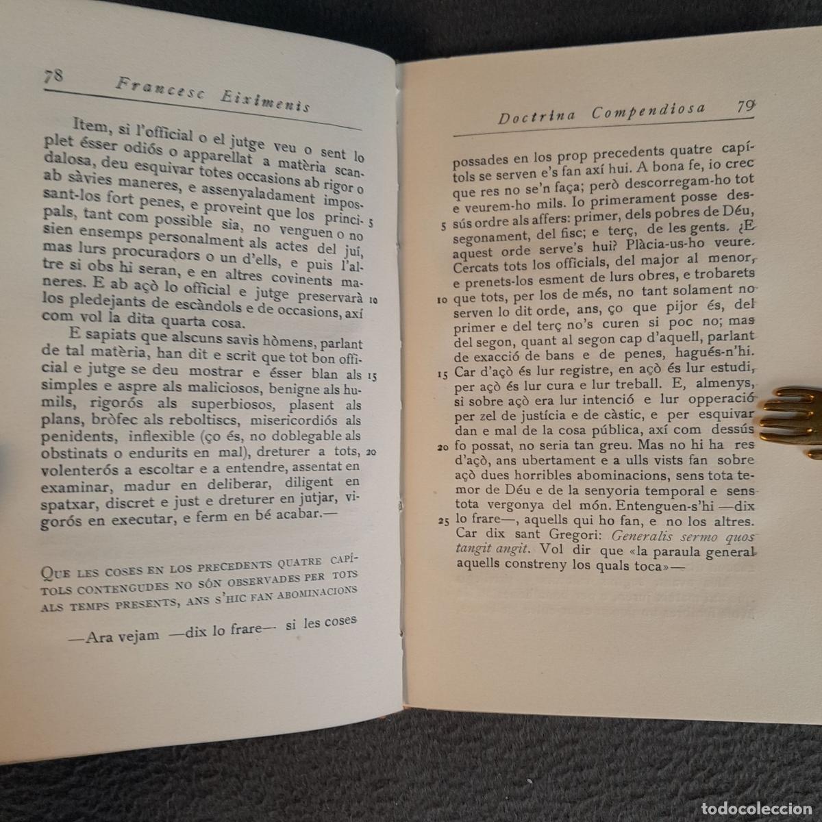 Libros antiguos: TP-27. DOCTRINA COMPENDIOSA. FRANCESC EIXIMENIS. A&Ntilde;O 1929 - Foto 7