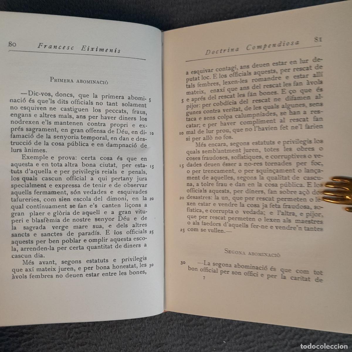 Libros antiguos: TP-27. DOCTRINA COMPENDIOSA. FRANCESC EIXIMENIS. A&Ntilde;O 1929 - Foto 8