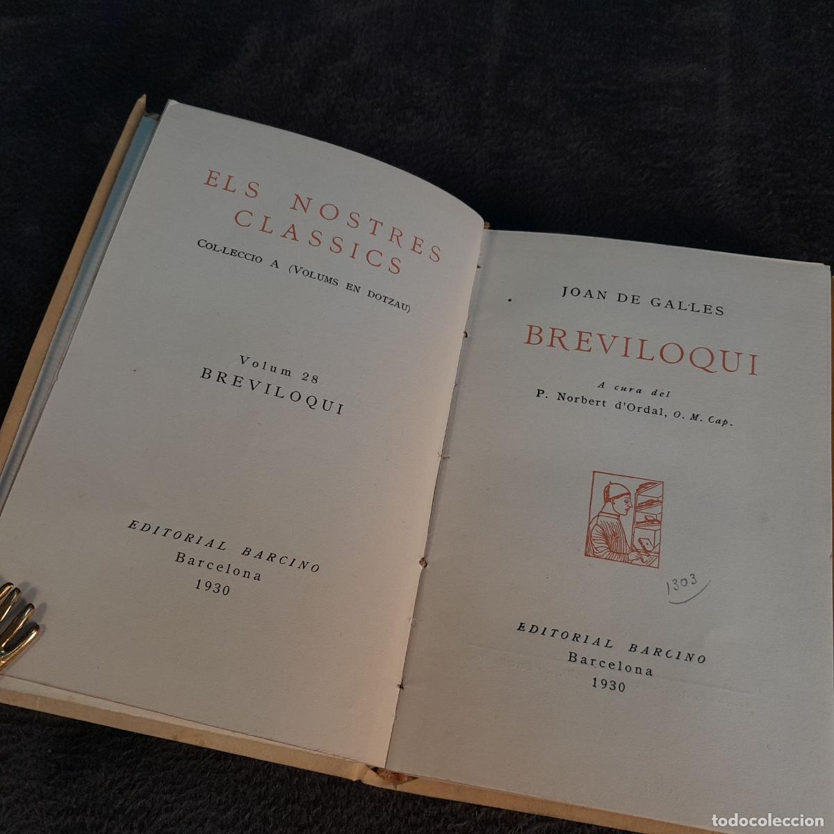 Libros antiguos: TP-35. BREVILOQUI. JOAN DE GALLES. 1930 - Foto 4
