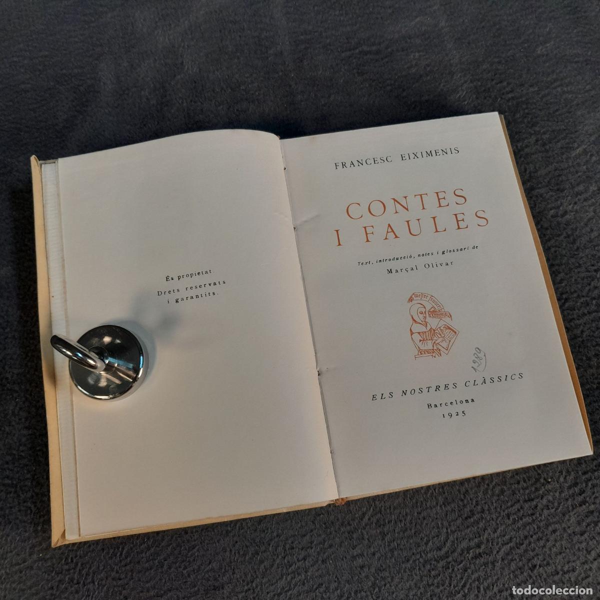 Libros antiguos: TP-39. CONTES I FAULES. FRANCESC EIXIMENIS. 1925 - Foto 2
