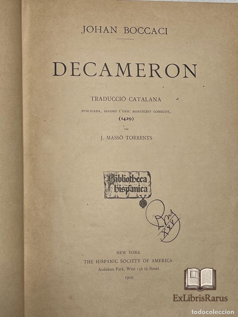 Libros antiguos: Johan Boccaci &ndash; Decameron. Traducci&oacute; catalana segons l'&uacute;nic manuscrit conegut (1429).