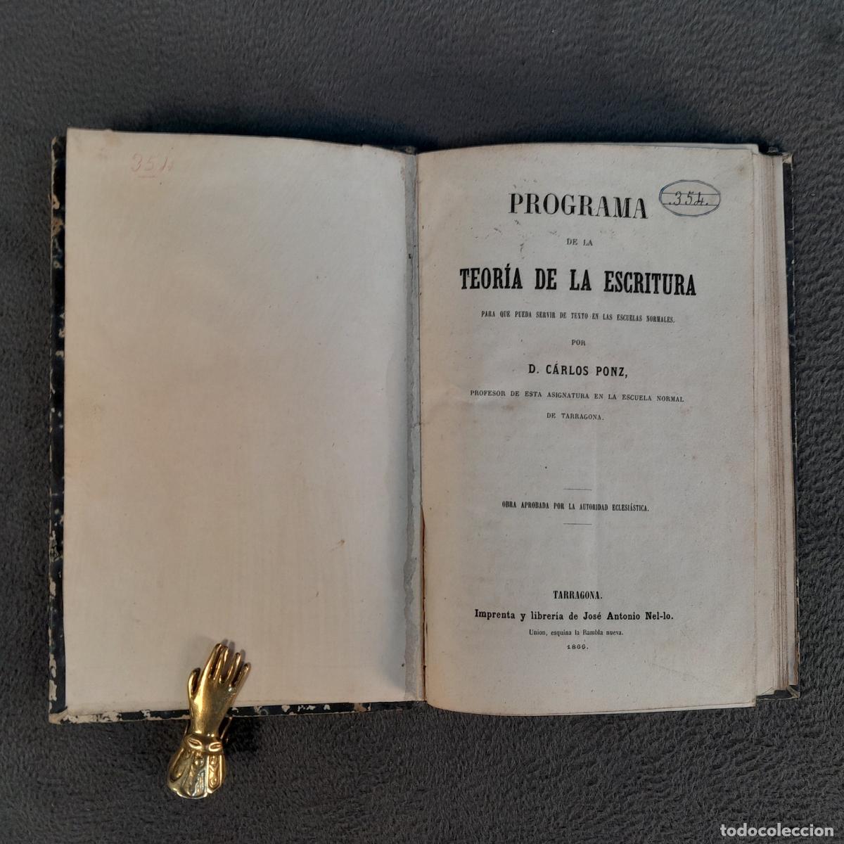 Old books: TP-41. PROGRAMA DE LA TEOR&Iacute;A DE LA ESCRITURA. A&Ntilde;O 1866