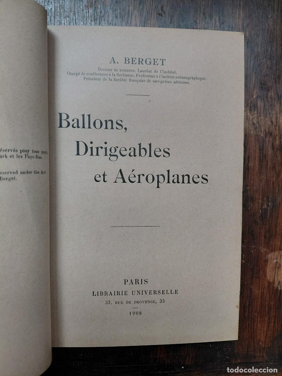 Libros antiguos: Ballons, Dirigeables Et Aeroplanes. Berget, A. - Foto 3