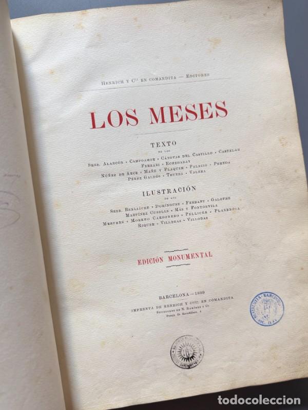 Libros antiguos: Los meses (dedicatoria de Ma&ntilde;&eacute; y Flaquer) - Imprenta de Henrich y Comp., 1889 - Foto 3