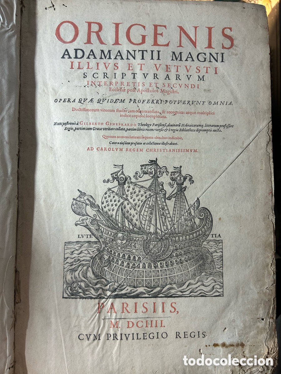 Libros antiguos: ORIGENIS OPERA OMNIA - GILBERTO GENEBRARDO-1604-A1 - Foto 5