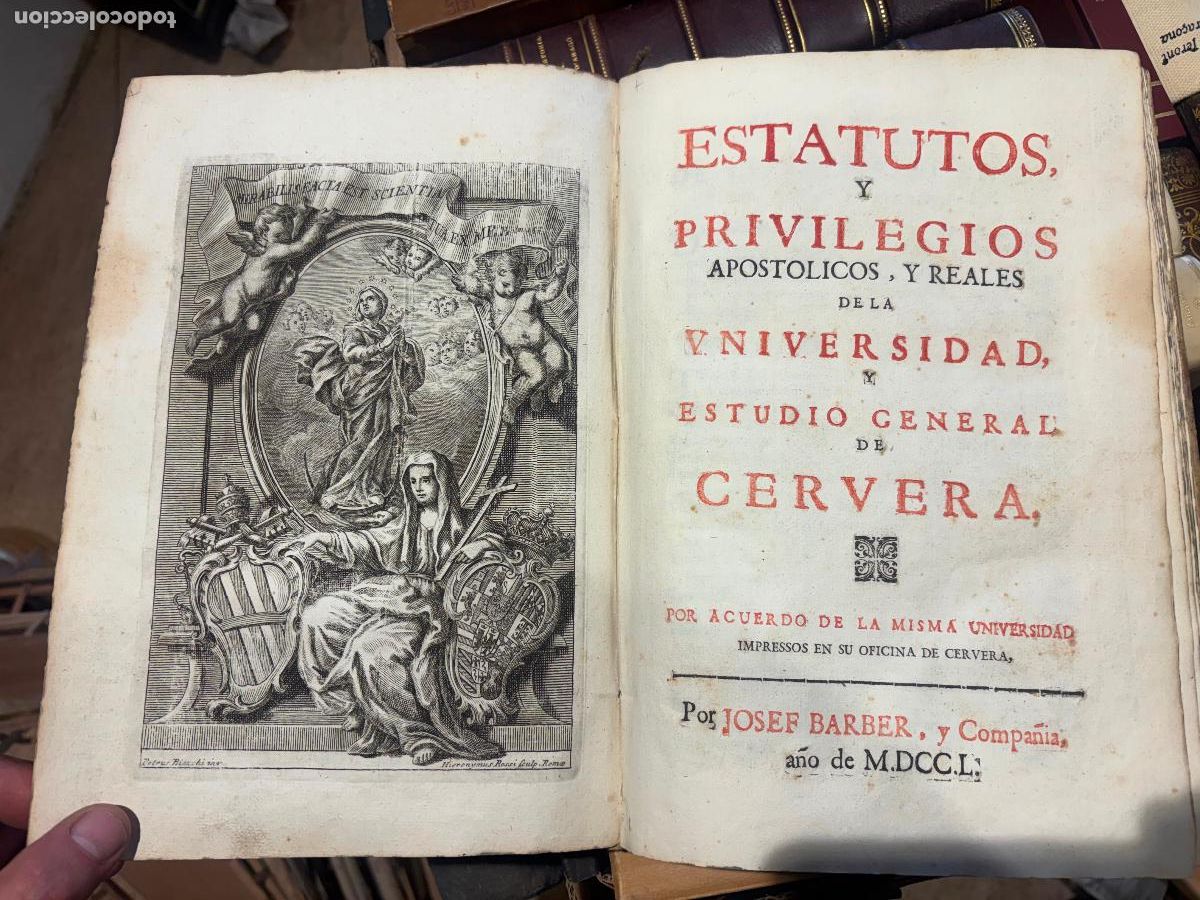 Libros antiguos: Universidad de Cervera &ndash; Estatutos y Privilegios (1750) Josef barber