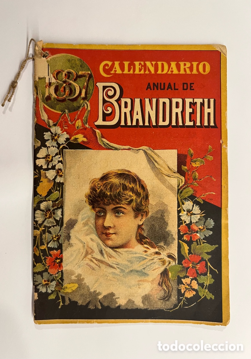 Libros antiguos: CALENDARIO ANUAL DE BRANDRETH (a.1887) Pieza publicitaria Ic&oacute;nica farmac&eacute;utica Siglo XIX