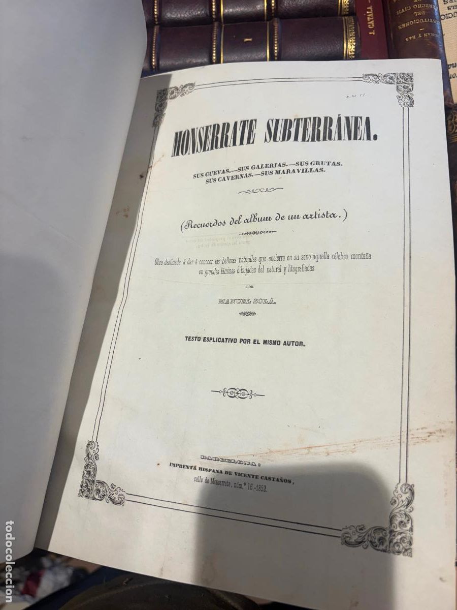 Libros antiguos: Monserrate Subterr&aacute;nea &ndash; Manuel Sol&aacute; (1852)