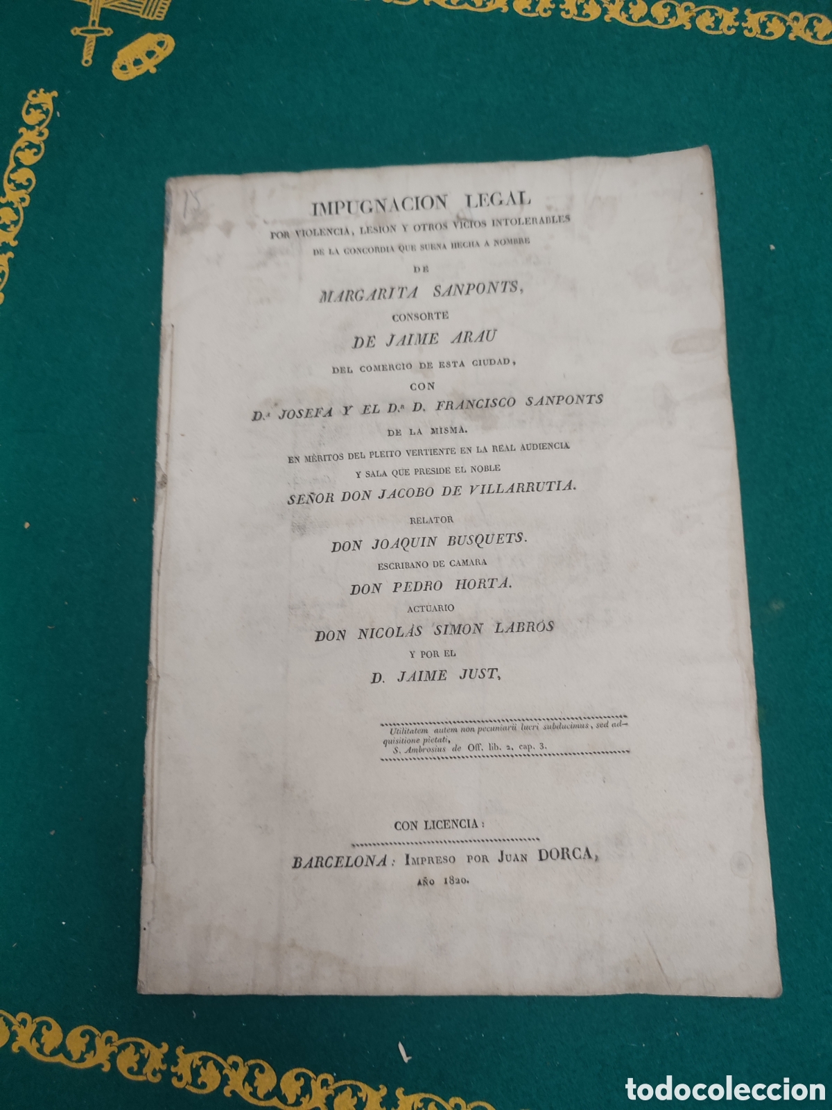 Libros antiguos: Libro legajo violencia lesi&oacute;n y vicios intolerables margarita arau 1820
