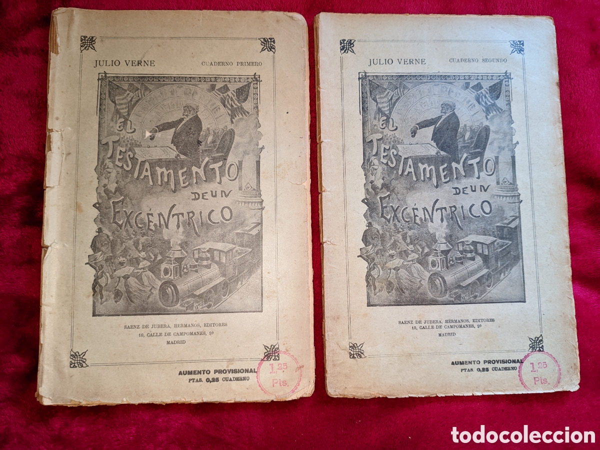 Libros antiguos: // Julio Verne - El Testamento de un Exc&eacute;ntrico (Cuadernos I y II) - S&aacute;enz de Jubera (c. 1923)