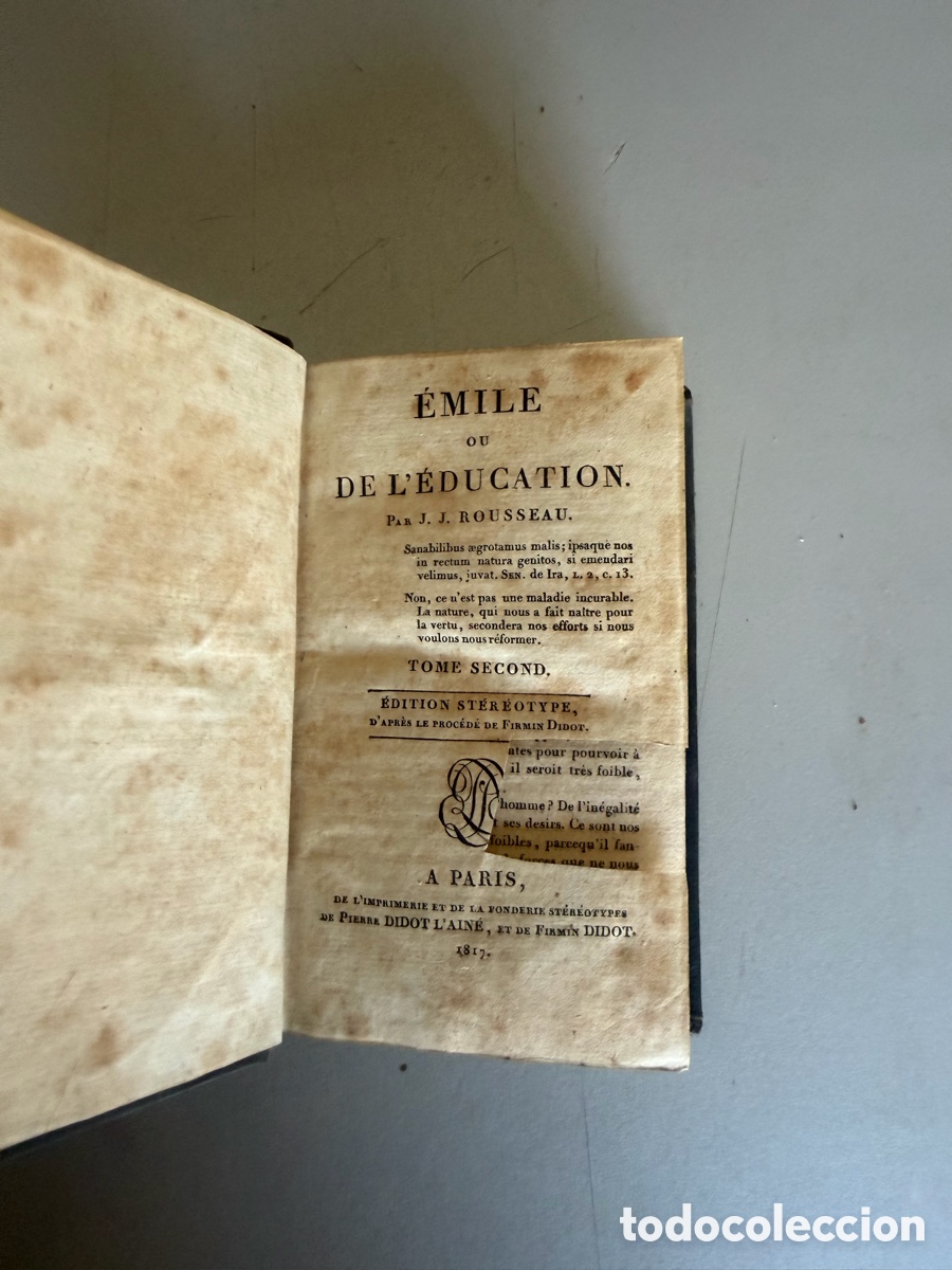 Libros antiguos: &Eacute;mile ou de l&eacute;ducation de Jean-Jacques Rousseau. - Foto 2