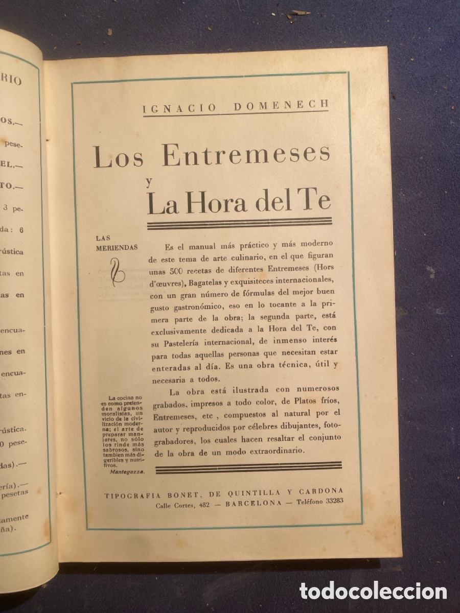 Libros antiguos: IGNACIO DOMENECH: - LOS ENTREMESES Y LA HORA DEL T&Eacute;- (s.f.) - Foto 3