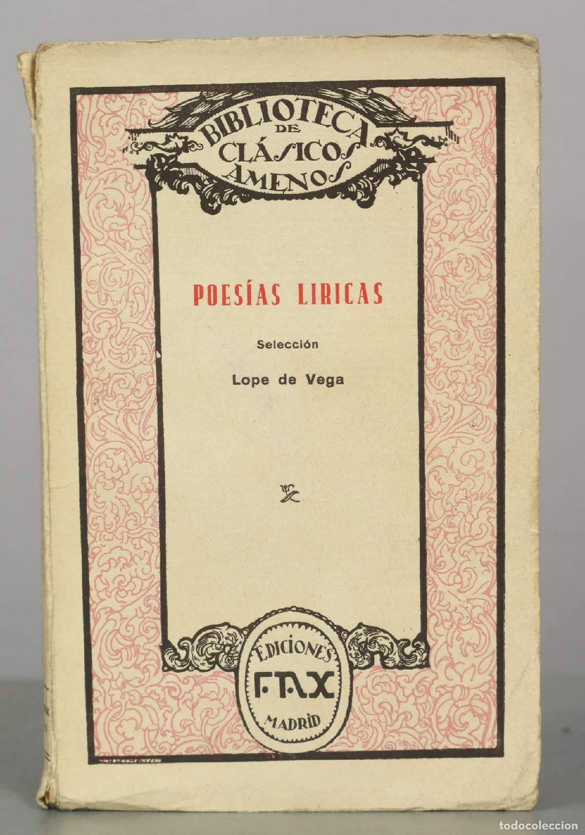 Libros antiguos: Poes&iacute;as L&iacute;ricas - Lope de Vega - Ediciones Fax