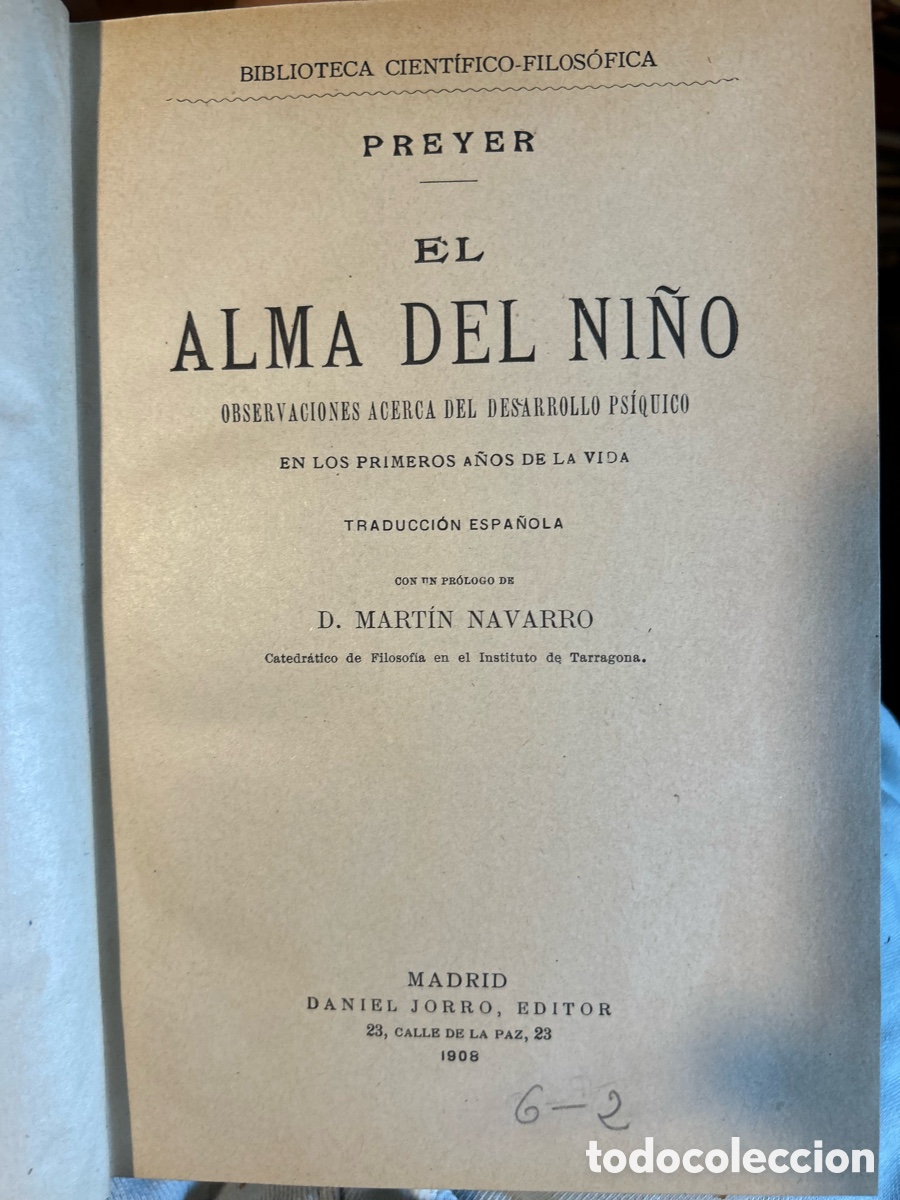 Libros antiguos: EL ALMA DEL NI&Ntilde;O - PREYER - B5 - Foto 3