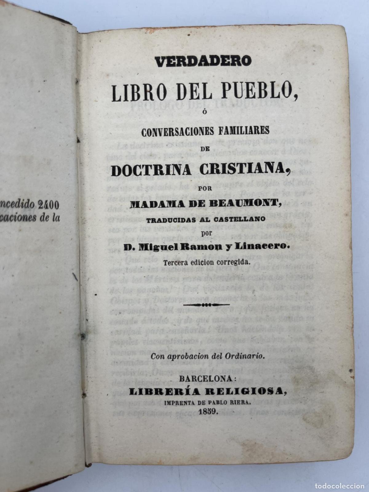 Libros antiguos: Verdadero libro del pueblo - Madama de Beaumont